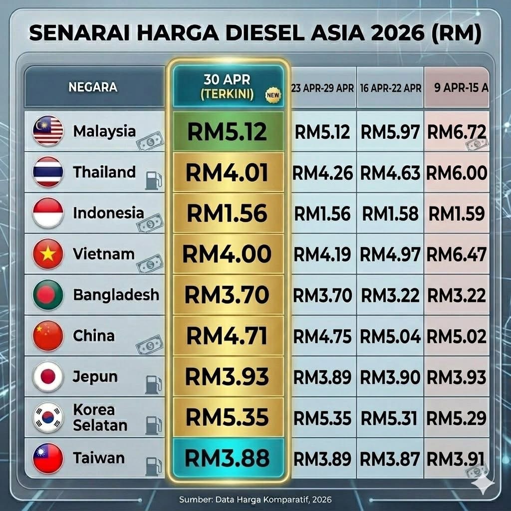 Impak perang Asia Barat : Harga diesel naik menggila, harga barang ...